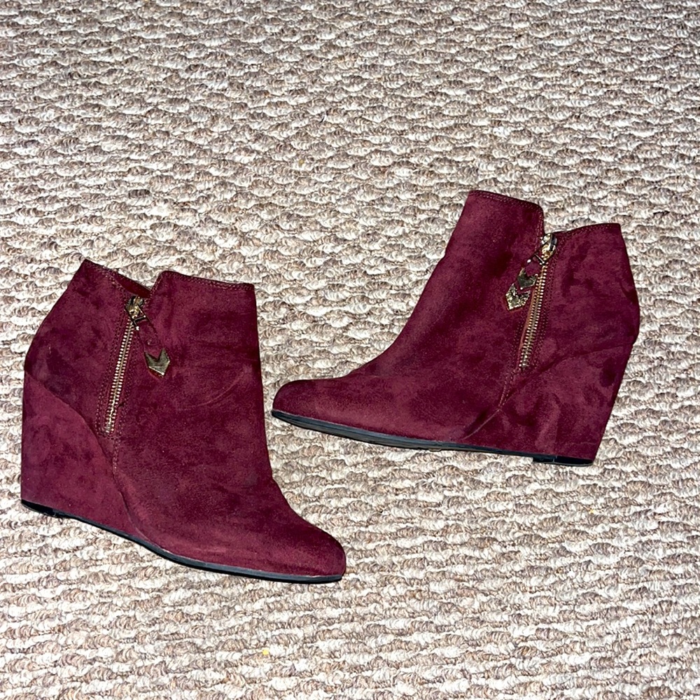 BCBG Paris Burgundy Ankle Boots